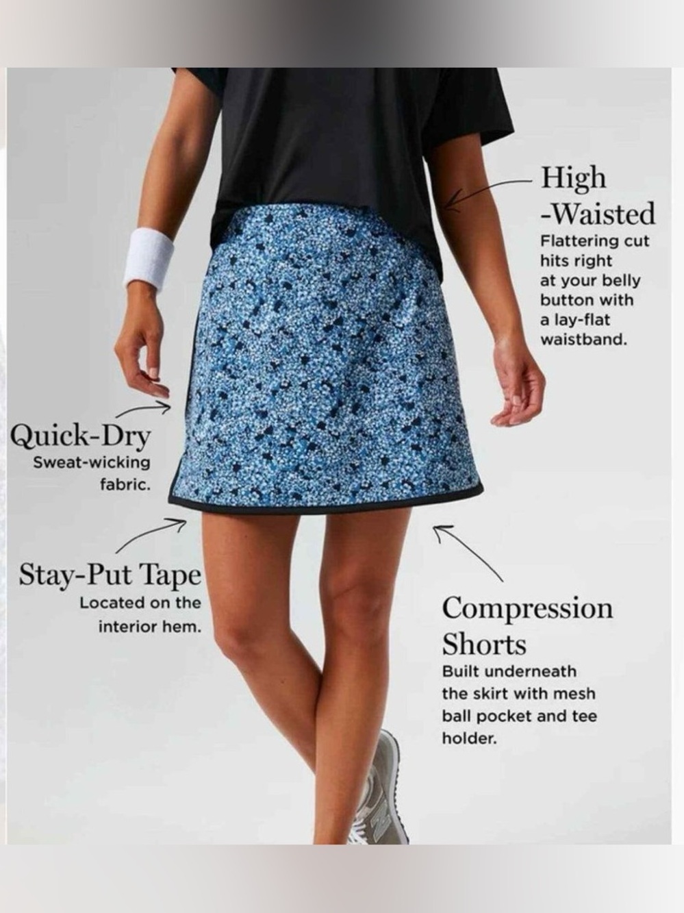 TuckerNuck Sport Blue Hydrangea Piped Golf Skort Preppy Activewear Tennis Sz XS - Picture 3 of 9